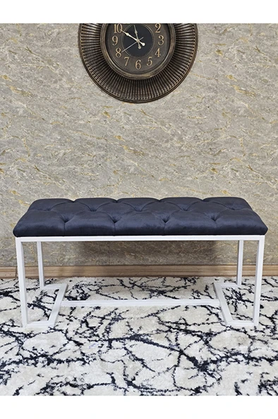 Beyaz Boyalı - L - Ayaklı 100 cm x 38 cm Oturak - Bench - Makyaj Taburesi - Makyaj Oturak Füme Renk 100 x 40 Boyut/Ebat - Resim 2