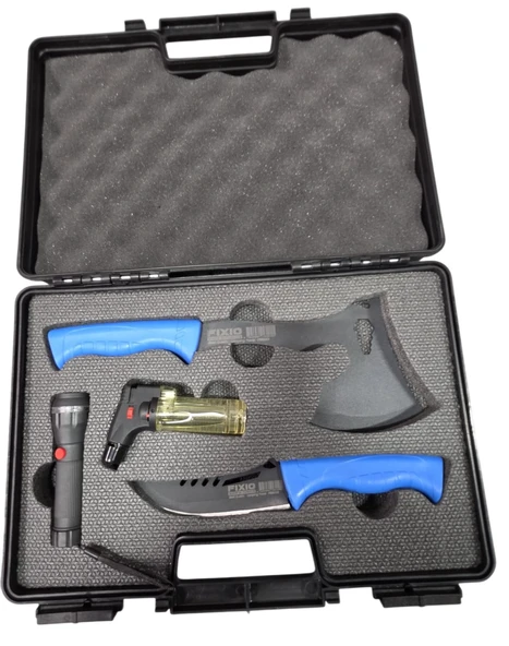 Fixio 5 Parça Kamp Seti (Balta,bıçak,mini Pürmüz,el Feneri,çanta)