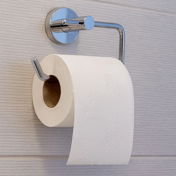 Gümüş Krom Kapaksız WC Kağıt Aparatı Vidalı Paslanmaz Metal Duvar Tuvalet Kağıtlık Banyo Aksesuarı - Resim 3