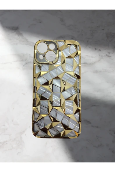 Kılıfx İPhone 13 / 14 / 15 Uyumlu Geometrik Elmas Desenli Siyah Telefon Kılıf