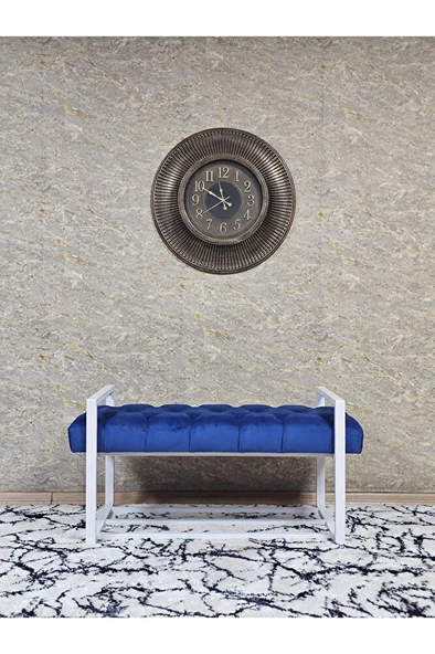 Beyaz Boyalı Metal 80 cm Puf Bench - Antre Puf - Hol Bench - Puf - Oturak - Bench Mavi Renk 90 x 45 Boyut/Ebat - Resim 3