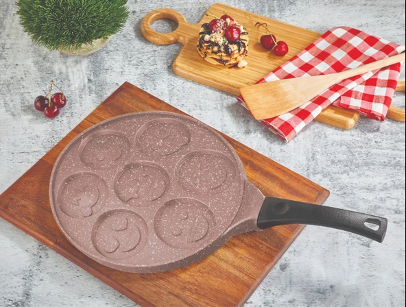 Brillant Granit Kaplama  Emojili Pankek ve Krep Tavası – Yapışmaz Yüzeyli, Ergonomik Saplı, Kahvaltılık Pişirme Tavası ürün görseli