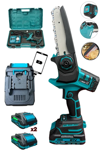 Extra Güçlü Çift Akülü Ağaç Dal Budama Makinesi El Testeresi Kesim Motoru