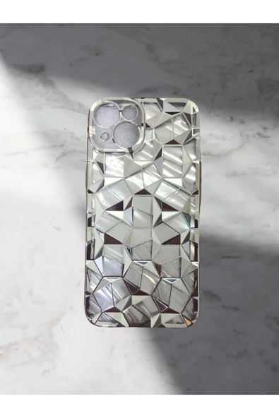 Kılıfx İphone 13 / 14 / 15 Uyumlu Geometrik Elmas Desenli Gümüş Gri Telefon Kılıf ürün görseli