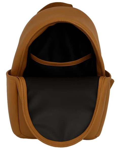 Yuga Suni Deri Dört Gözlü Sırt Çantası Taba - 5