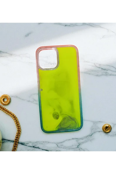 Kılıfx İphone 12 / 12 Pro Uyumlu Neon Bumper Parlayan Fosforlu Sarı Sulu Kılıf
