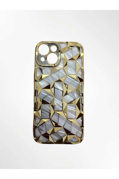 Kılıfx İPhone 13 / 14 / 15 Uyumlu Geometrik Elmas Desenli Siyah Telefon Kılıf - 3
