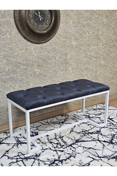 Beyaz Boyalı - L - Ayaklı 100 cm x 38 cm Oturak - Bench - Makyaj Taburesi - Makyaj Oturak Füme Renk 100 x 40 Boyut/Ebat ürün görseli 1