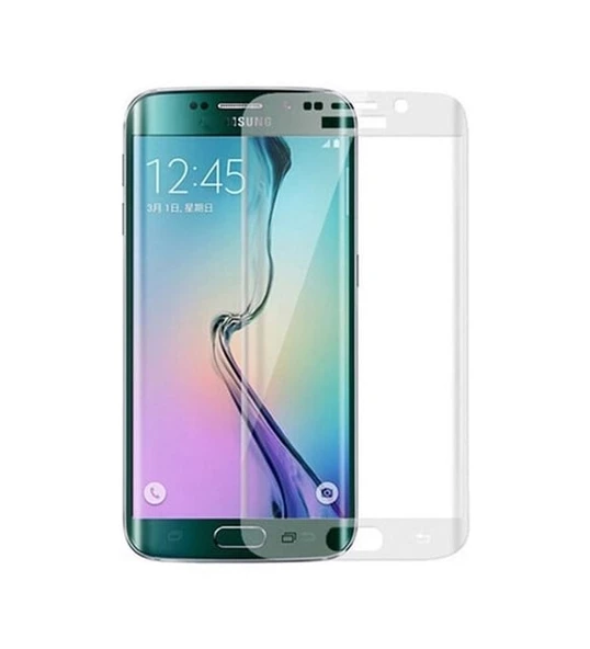 Samsung Galaxy S6 Edge 5D Tam Kaplayan Cam Beyaz ürün görseli 1