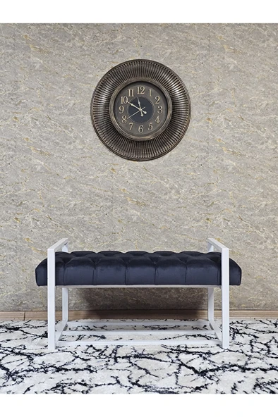 Beyaz Boyalı Metal 80 cm Puf Bench - Antre Puf - Hol Bench - Puf - Oturak - Bench Füme Renk 90 x 45 Boyut/Ebat - Resim 3