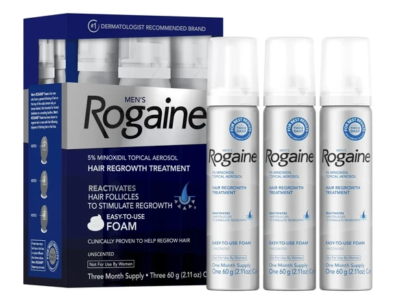 Rogaine Man Erkekler için Köpük 3 Aylık Set
