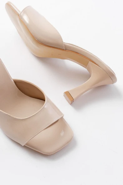 İnfon Ayakkabı Marketi S-617 Bej Rugan Günlük Topuklu Kadın Terlik - Resim 4