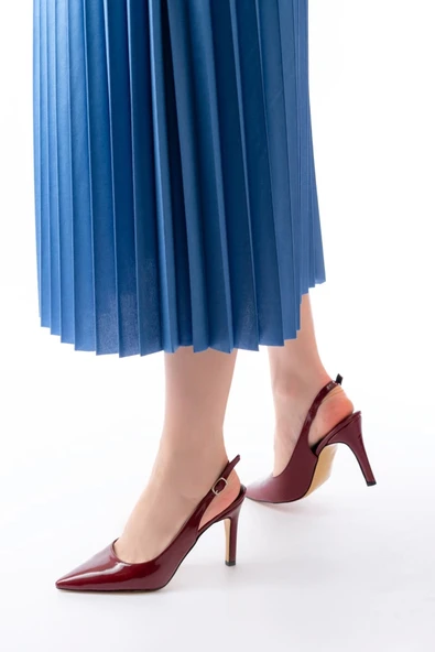 zenalook ST-1153 Bordo Rugan Günlük Arkası Açık 9 cm Topuklu Kadın Ayakkabı ürün görseli