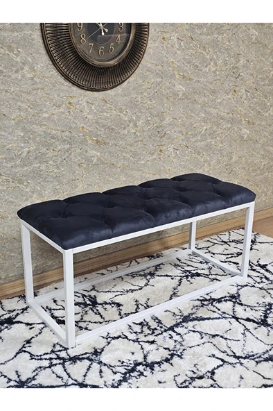 Beyaz Boyalı Diktörtgen 100 cm x 40 cm Oturak Puf - Bench - Makyaj Oturağı - Oturak Füme Renk 100 x 40 Boyut/Ebat ürün görseli 1