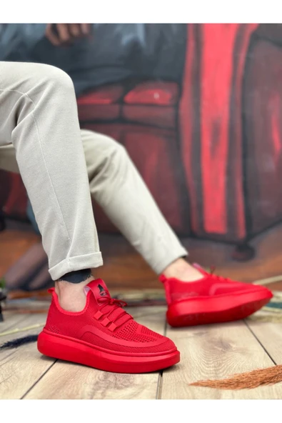 Arda BA0375 Özel Örme Triko Tarz Kırmızı Renk Spor Ayakkabı - Resim 2