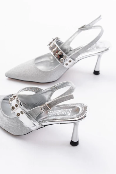 İnfon Ayakkabı Marketi İNF-260 Bej Günlük Arkası Açık Baret Tokalı Topuklu Ayakkabı - Resim 5