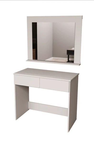 DF02110B Aynalı Beyaz Makyaj Masası - Resim 4