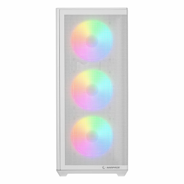 Rampage Vortex V3 USB 3.2 RGB eATX Mid Tower Beyaz Kasa - Resim 2