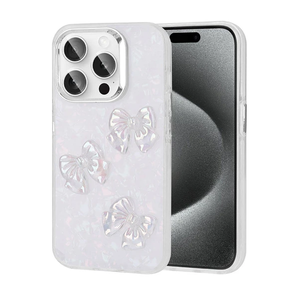 Apple iPhone 15 Pro Max Kılıf Kabartma Figürlü Parlak  Eralli Silikon Kapak ürün görseli