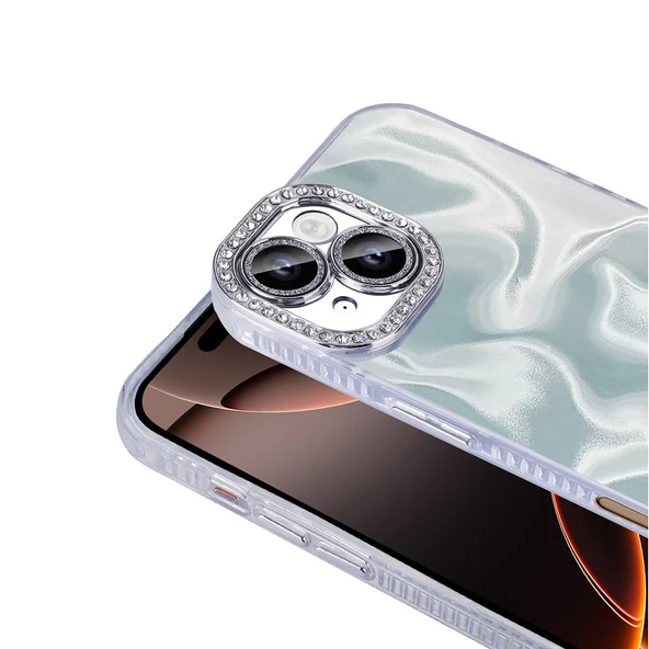 Apple iPhone 16 Kılıf Airbagli Parlak Taş Detay Tasarımlı  Esila Kapak - Resim 4