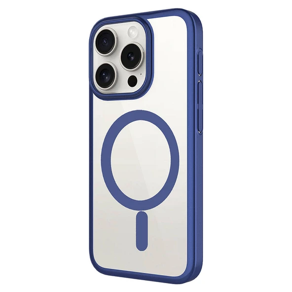 Apple iPhone 15 Pro Max Kılıf Wireless Şarj Özellikli Sert PC  Mat Riksos M-safe Kapak - Resim 6