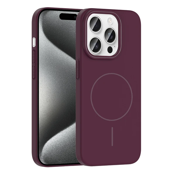 Apple iPhone 15 Pro Max Kılıf M-safe Şarj Özellikli  Ruby Sert Kapak ürün görseli