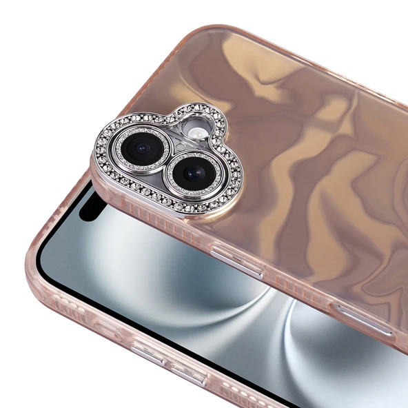 Apple iPhone 16 Plus Kılıf Airbagli Parlak Taş Detay Tasarımlı  Esila Kapak - Resim 6