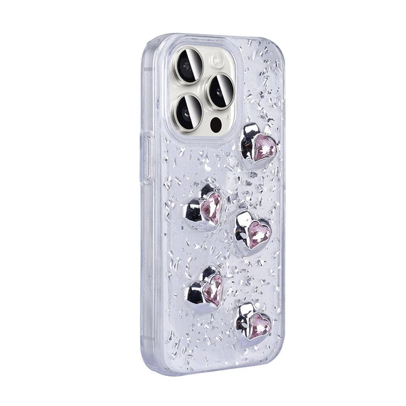 Apple iPhone 15 Pro Max Kılıf Airbagli Simli Arka Yüzey  Işıltı Silikon Kapak - Resim 4