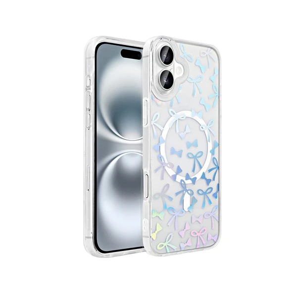 Apple iPhone 16 Plus Kılıf M-Safe Şarj Özellikli Şeffaf  Folk Sert Kapak - Resim 2