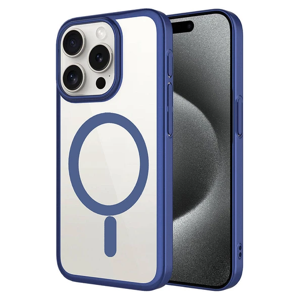 Apple iPhone 15 Pro Kılıf Wireless Şarj Özellikli Sert PC  Mat Riksos M-safe Kapak ürün görseli