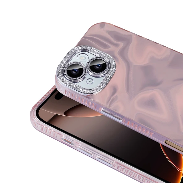 Apple iPhone 16 Kılıf Airbagli Parlak Taş Detay Tasarımlı  Esila Kapak - Resim 6