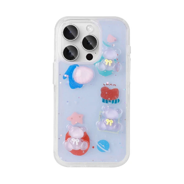 Apple iPhone 15 Pro Max Kılıf Kabartma Figürlü Parlak  Minimini Silikon Kapak - Resim 7