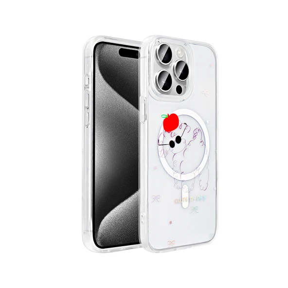 Apple iPhone 15 Pro Max Kılıf M-Safe Şarj Özellikli Şeffaf  Folk Sert Kapak - Resim 2