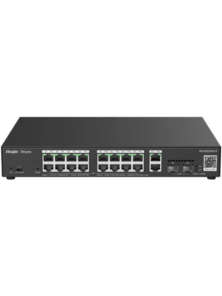 Ruijie Reyee RG-ES220GS-P 16 Port PoE 2 Port Uplink 2 Port SFP Rack Mount Yönetilebilir 250W  PoE Switch