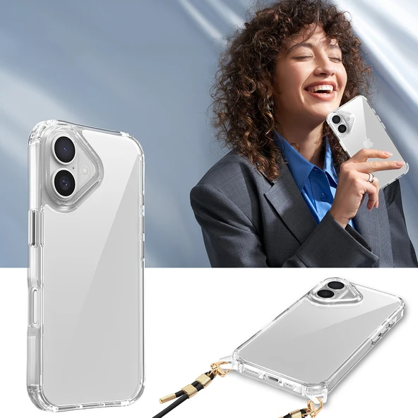 Apple iPhone 16 Kılıf Airbagli Takılabilir Askı Aparatlı  Snap Silikon Kapak - Resim 7