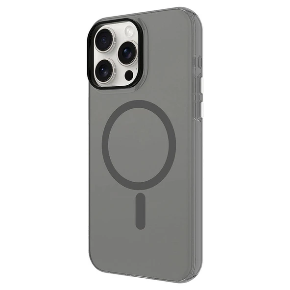 Apple iPhone 15 Pro Max Kılıf  M-safe Şarj Özellikli Buzlu Transparan C-Pro Sert Kapak - Resim 6