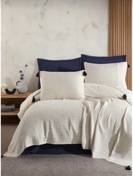 Özdilek Liya Çift Kişilik Pike Seti Lacivert