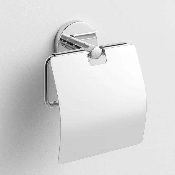 Gümüş Krom Kapaklı WC Kağıt Aparatı Vidalı Paslanmaz Metal Duvar Tuvalet Kağıtlık Banyo Aksesuarı ürün görseli