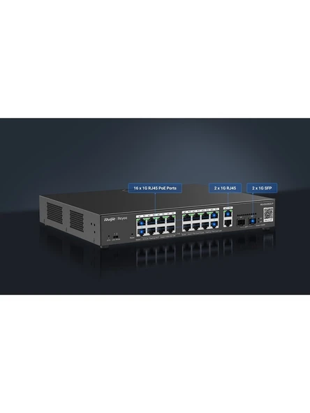 Ruijie Reyee RG-ES220GS-P 16 Port PoE 2 Port Uplink 2 Port SFP Rack Mount Yönetilebilir 250W  PoE Switch - 2