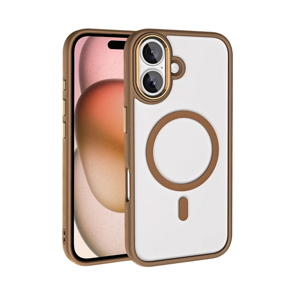 Apple iPhone 16 Kılıf Wireless Şarj Özellikli  Krom M-safe Silikon Kapak ürün görseli
