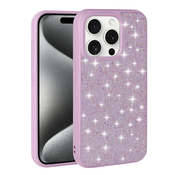 Apple iPhone 15 Pro Kılıf Parlak Taşlı Tasarım  Pırlanta Kapak - Resim 7