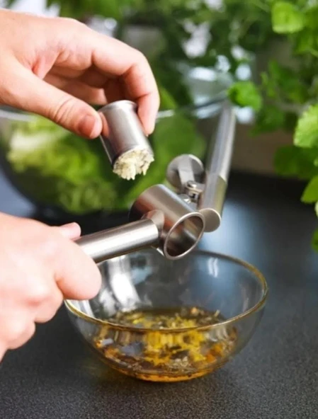 Paslanmaz Çelik Koncıs Sarımsak Ezici Pratik Sarımsak Ezeceği Lüks Çelik Sarımsak Ezeceği - 3