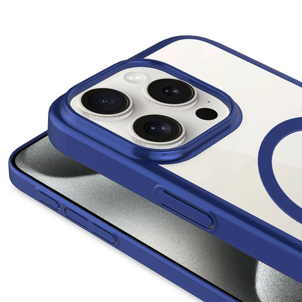 Apple iPhone 15 Pro Max Kılıf Wireless Şarj Özellikli Sert PC  Mat Riksos M-safe Kapak - Resim 7