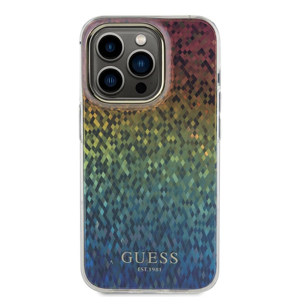 Apple iPhone 15 Pro Max Kılıf Guess Orjinal Lisanslı Yazı Logolu Mirror Disco Kapak - Resim 4
