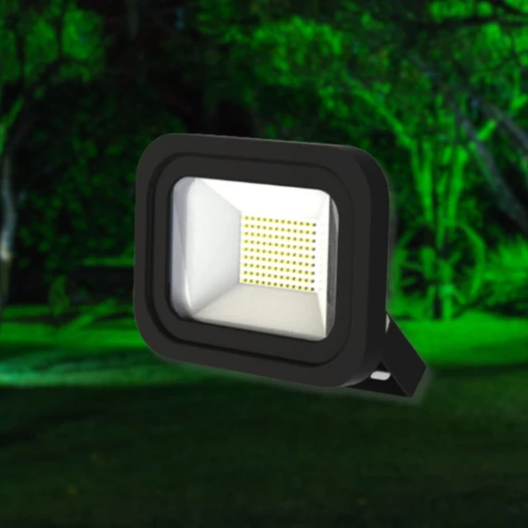 Elektrikle Çalışır, 50 Watt Yeşil Işık İç ve Dış Mekan Slim Led Projektör, Yağmurdan Etkilenmez - Resim 5