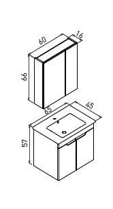 Orka Lena 65 cm Çöl Beji Kapaklı Banyo Dolabı Alt Modül Lavabo - Resim 3