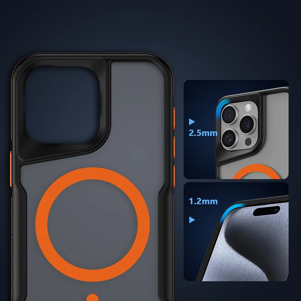 Apple iPhone 15 Pro Kılıf M-safe Şarj Özellikli Renkli Kenar Airbag Şeritli  Lamer Kapak - Resim 3