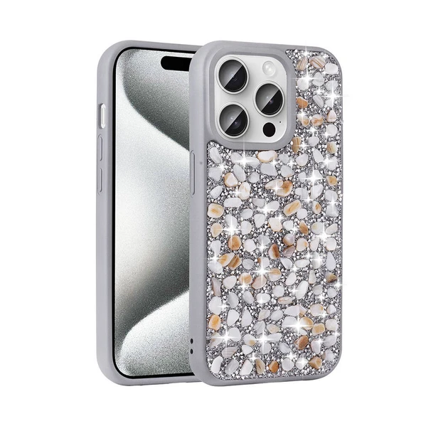 Apple iPhone 15 Pro Kılıf Parlak Taşlı Tasarım  Linea Diamond Kapak ürün görseli