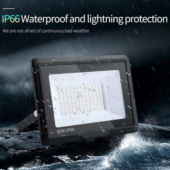 Elektrikle Çalışır, 50 Watt Yeşil Işık İç ve Dış Mekan Slim Led Projektör, Yağmurdan Etkilenmez - Resim 3