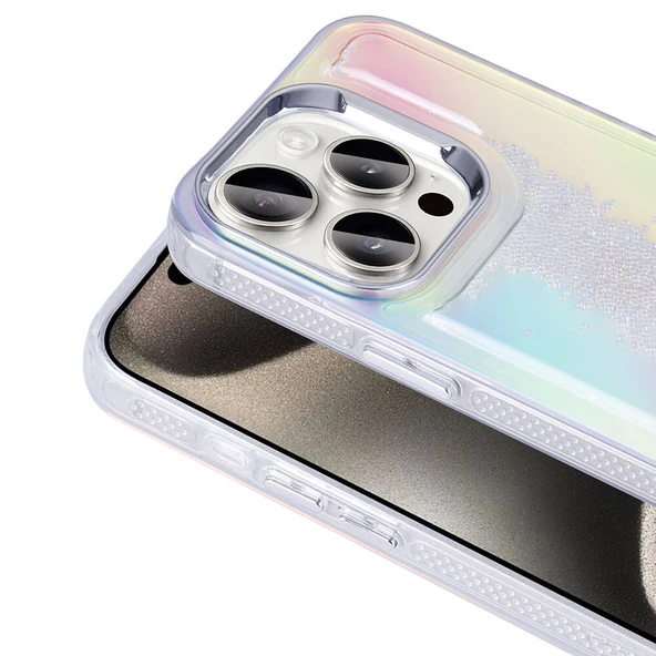 Apple iPhone 15 Pro Max Kılıf Airbagli Renkli Arka Yüzey Boncuk Tasarımlı  Kumul Kapak - Resim 7